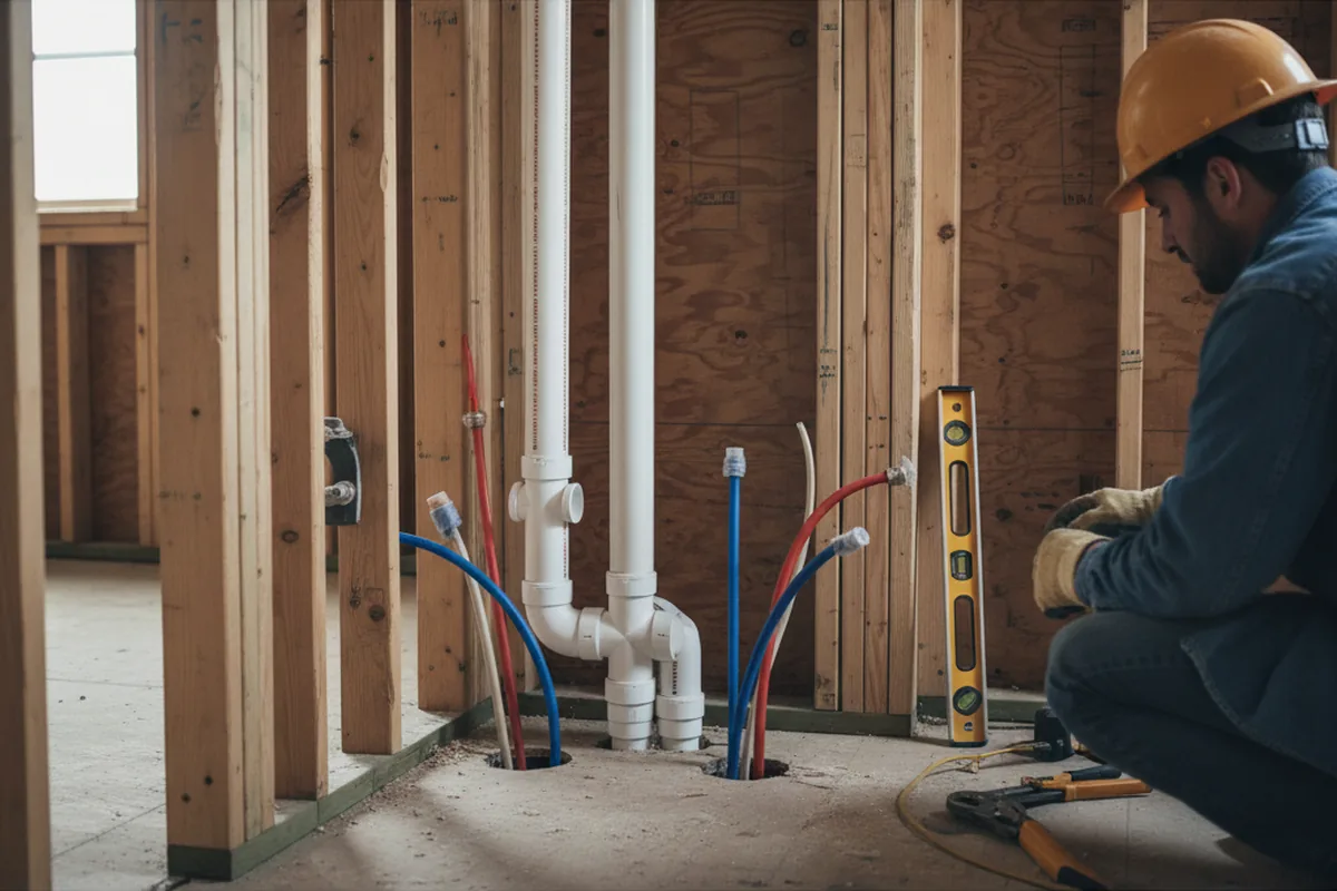 Drain and supply rough-in during Leak Detection in Abernathy